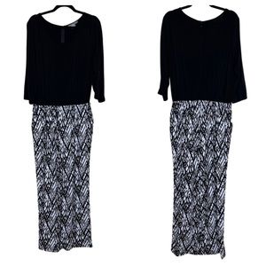 Kate & Mallory Black White Cold Cutout Shoulder Scoop Neck 3/4 Sleeve Jumpsuit